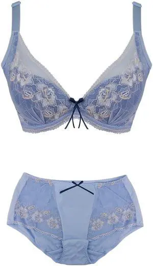 Sunna Character Underwire Bra Set/Push Up Bra Set/Shaper Bra Set/Lace Bra Set/T Shirt Bra Set/for Back and Side Support-8013-BL-40D_SET_8013U-BL-M