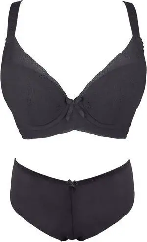 Sunna Character Underwire Bra Set/Push Up Bra Set/Shaper Bra Set/Lace Bra Set/T Shirt Bra Set/for Back and Side Support-1194-BLK-32F_SET_5089U-BLK-L