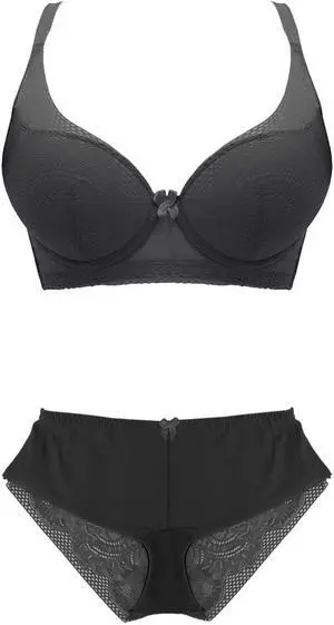 Sunna Character Underwire Bra Set/Push Up Bra Set/Shaper Bra Set/Lace Bra Set/T Shirt Bra Set/for Back and Side Support-5089-BLK-36C_SET_5089U-BLK-L