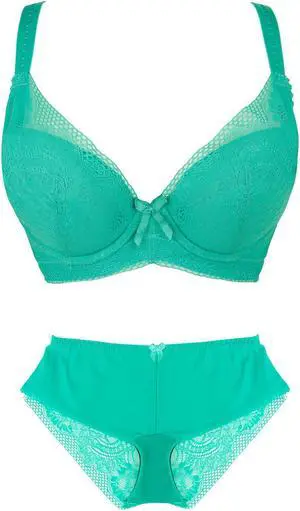 Sunna Character Underwire Bra Set/Push Up Bra Set/Shaper Bra Set/Lace Bra Set/T Shirt Bra Set/for Back and Side Support-1194-GRN-40B_SET_5089U-GRN-L