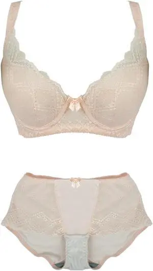 Sunna Character Underwire Bra Set/Push Up Bra Set/Shaper Bra Set/Lace Bra Set/T Shirt Bra Set/for Back and Side Support-8018-BE-32D_SET_8018U-BE-L