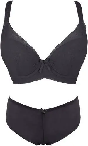 Sunna Character Underwire Bra Set/Push Up Bra Set/Shaper Bra Set/Lace Bra Set/T Shirt Bra Set/for Back and Side Support-1194-BLK-38E_SET_5089U-BLK-L