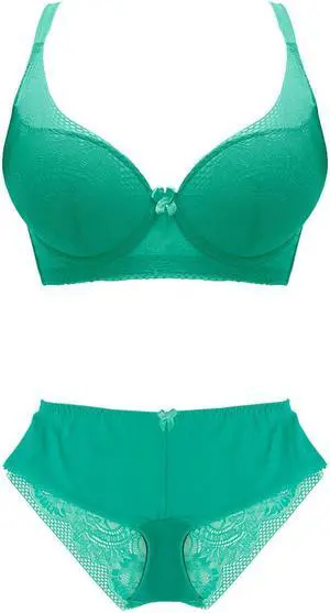 Sunna Character Underwire Bra Set/Push Up Bra Set/Shaper Bra Set/Lace Bra Set/T Shirt Bra Set/for Back and Side Support-5089-GRN-36B_SET_5089U-GRN-L