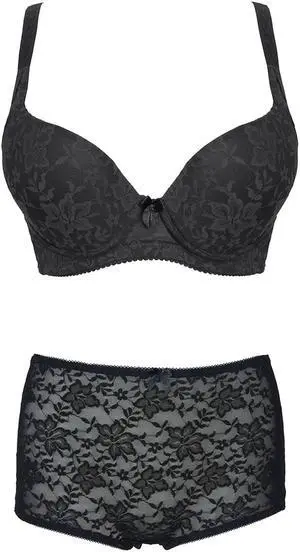 Sunna Character Underwire Bra Set/Push Up Bra Set/Shaper Bra Set/Lace Bra Set/T Shirt Bra Set/for Back and Side Support-5062-BLK-34D_SET_5062U-BLK-L