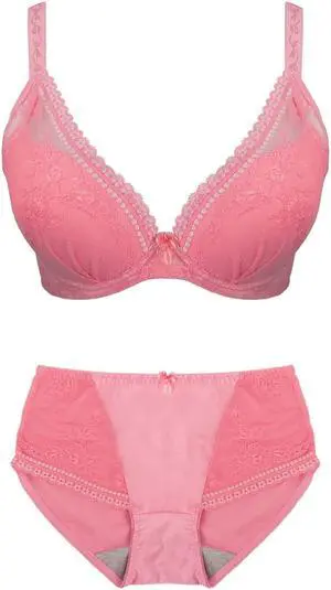 Sunna Character Underwire Bra Set/Push Up Bra Set/Shaper Bra Set/Lace Bra Set/T Shirt Bra Set/for Back and Side Support-8014-PEA-32D_SET_8014U-PEA-L