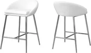 Monarch Contemporary 2 Piece Counter Height Barstool - White - Chrome Base