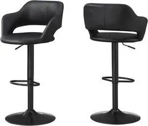 Monarch Contemporary Hydraulic Lift Barstool Black - Black Metal