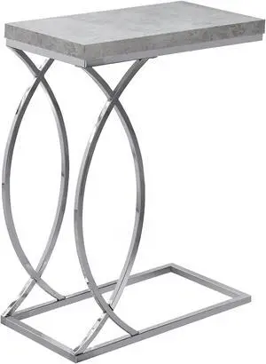 Monarch Contemporary Chrome Metal Accent End Snack Table - Grey Cement