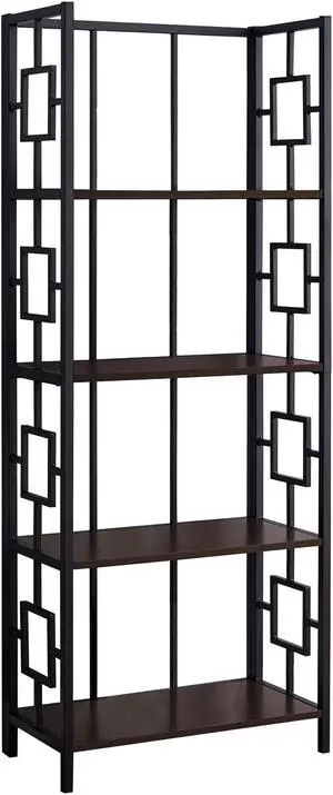 Monarch Specialties Home Office Etagere Bookcase with 4 Tier Open Storage Shelves - Espresso, Black