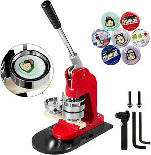 VEVOR Deluxe 1" Press Button Badge Maker Machine 1000 Part Circle Cutter