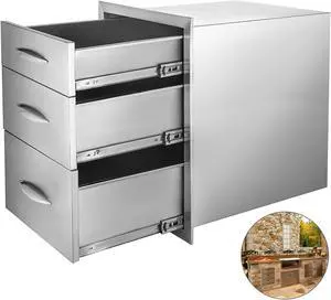 VEVOR 20.25"x14" Outdoor Kitchen Drawer Bbq Storage With Handle Triple Drawers