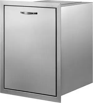 VEVOR Stainless Steel Trash Drawer With Trash Bag Ring & Square Cut-Out Lower Sliding Rails Waterproof