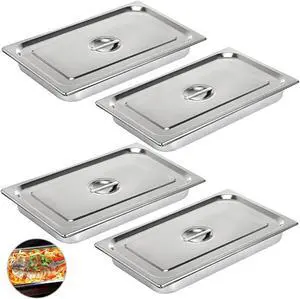 VEVOR Steam Table Pans Bain-marie 4 Pack Hotel Buffet Pans Buffet Restaurant 4" Deep