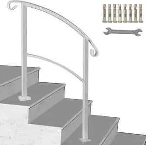 VEVOR Iron Step Handrail Stair Railing Kit For 3 Step Handrail Outdoor Deck Hand Rail