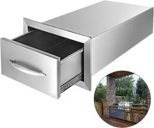 VEVOR 8.5 x 14 BBQ Stainless Steel Single Drawers Flush Style + Handle Walled Island