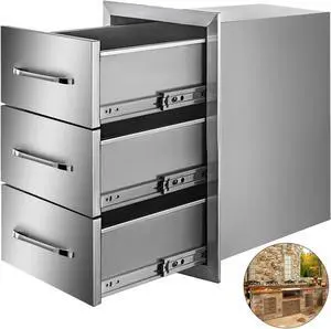 VEVOR 15.7 X 21.6 Bbq Drawer Outdoor Kitchen Drawers Triple Flush Convenient Storage