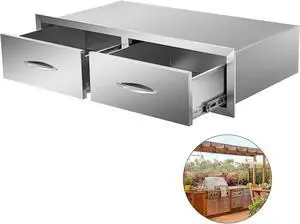 VEVOR 30x10 Bbq Drawer 2 Horizontal Drawers Walled Island Durable Stainless Steel