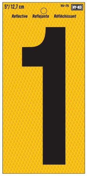 HY-KO 5624713 NUMBER 1 YELLOW 5""REFLCT (Pack of 10)