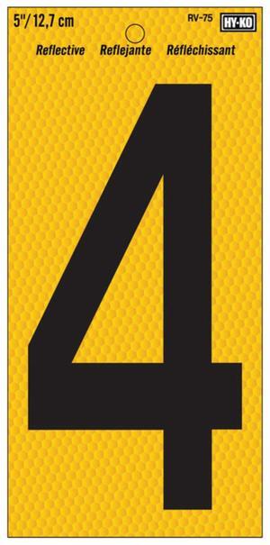 HY-KO 5624747 NUMBER 4 YELLOW 5""REFLCT (Pack of 10)