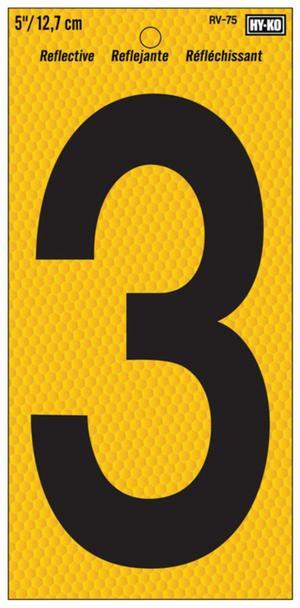 HY-KO 5624739 NUMBER 3 YELLOW 5""REFLCT (Pack of 10)