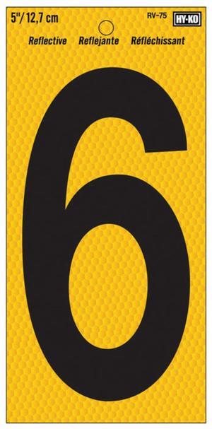 HY-KO 5624788 NUMBER 6 YELLOW 5""REFLCT (Pack of 10)
