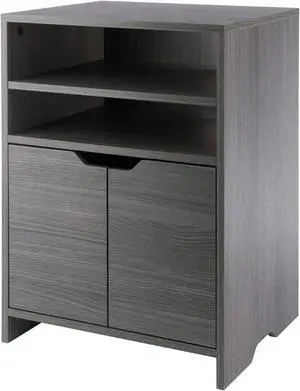 Winsome Wood 16421 Nova Open Shelf Storage Cabinet, Charcoal