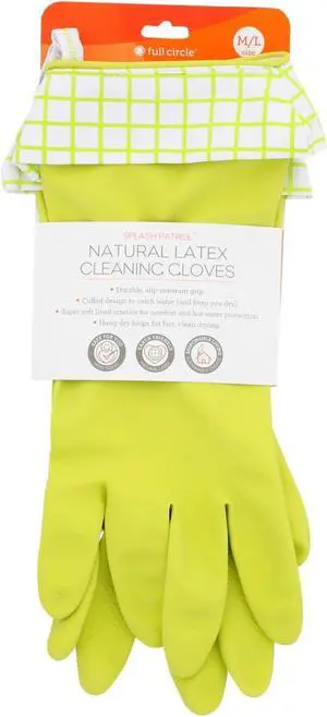 Full Circle Home - Splash Patrol Natural Latex Cleaning Gloves - Case of 6 - 1 Count