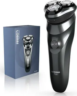 LOBINH Electric Shaver for Men, 100% Washable Rotary Shaver, Rechargeable Electric Razor Wet & Dry Shaving with Pop-up Trimmer, 1 Hour Fast Charging, 4D Floating Head, LCD Power Indicator - PA188