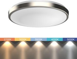 DYMOND LED RING Flush Mount LED Ceiling Light - Dimmable - Brushed Nickel - 5-way Selectable CCT 2700K-5000K - ROUND