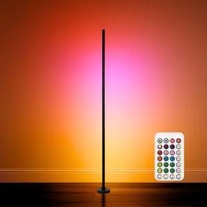 RGBICW Smart LED Corner Floor Lamp 58'' with Music Sync, Remote Control, Color-Changing Ambient Lighting for Living Rooms, Gaming, Home Office (Round Base) RGBICW Smart LED Corner Floor Lamp 58'' with Music Sync, Remote Control, Color-Changing Ambient Lighting for Living Rooms, Gaming, Home Office (Round Base)