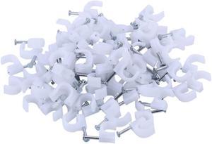 XINCA Nail Clamp for Round Cable 8 mm Wall Tack for Ethernet Cable Cat 7 Cables White Cable Clip Pack of 100pcs
