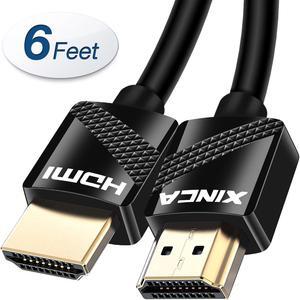 XINCA HDMI Cable 6Ft 4K@60Hz HDR 18Gbps 34AWG Ultra Slim 4K 60 Hz HDR, video 2160p, 1080p 3D 4K 3D HDCP 2.2 ARC or Blu-ray/TV Box/HDTV/4K Projector/Home Theater