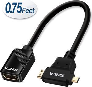 XINCA Mini HDMI and Micro HDMI to HDMI Female Cable Adapter 2in1 The  Mini HDMI and Micro HDMI adapter adapts an HDMI cable to fit into a Mini or Micro HDMI port on a smartphone  laptop  camcord