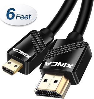 Jansicotek Micro hdmi cable Gold-Plated 1.4 Micro HDMI to HDMI Cable  High-Speed HDTV Cable Supports 3D 4K 60Hz 1080P Ethernet Audio Return for  GoPro Hero 5/6, Tablets, Cameras, Laptop-(6.6ft, 2m) 