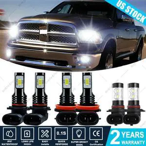 For Dodge Ram 1500 2500 3500 2009-2018 combo LED Headlight Fog Light Bulbs 6000K