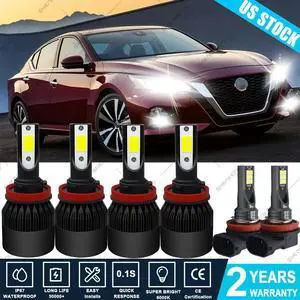 6K LED Headlight High/Low Beam + Fog Light Bulbs Kit FOR Nissan Altima 2007-2018