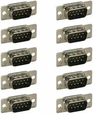 10 x DB9 Gold 9-Pin Male Connector RS232 Serial Port Solder Cup Socket Assembly
