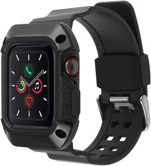 Watch Band with Rugged Bumper Case For Watch 40mm Series 6 SE 5 4 Black