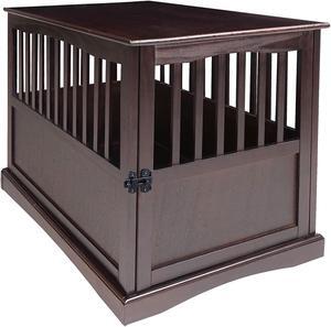 Large Wooden Pet Crate Dog House End Table Night Stand, Espresso