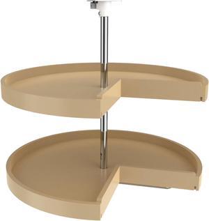 6942-24-15-52 28 Inch Polymer Pie-Cut 2-Shelf Lazy Susan, Almond