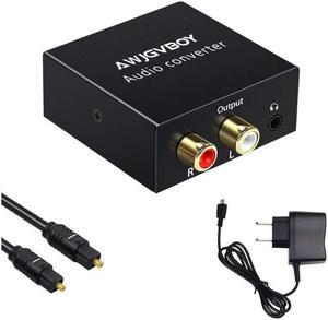Pro-trade Digital-Analog Audio Converter DAC Digital SPDIF Optical to Analog L/R RCA Converter Toslink Fiber to 3.5mm Jack Adapter for HD DVD PS3 PS4 PS5 Amp Apple TV Home Theater