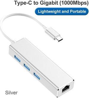 COFIER Type C to RJ45 Gigabit Ethernet Adapter 1000Mbps USB-C 3 Ports USB 3.0 Splitter for Macbook Laptop