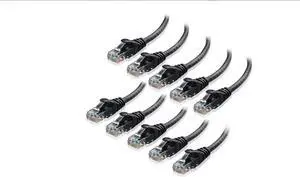 Cat6 Ethernet Cable - 10 ft - Black - Patch Cable - 10 Pack - Network Cable - Ethernet Cord - Cat 6 Cable - Black- 10ft Pack Of 10 Bare Copper
