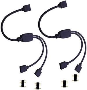 2 Pack 5V 3-Pin RGB 2-Way Female to x Female RBW LED Strip Splitter Cable,2 Port AURA RGB Lighting Hub w/ Gender Changer Adapter - 1 Foot