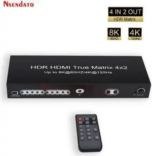 2.1 8K 60Hz Matrix 4K 120Hz HDR True Matrix 4x2 Switch Splitter 4X2 Swicther With Romote controler For for HDTV PS4 Monitor