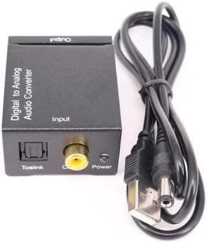 Digital Optical Coax to Analog RCA Audio Converter Adapter with Fiber Cable