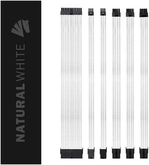 Asiahorse Customization Mod Sleeve Extension Power Supply Cable Kit 18AWG ATX/EPS/8-pin PCI-E/6-pin PCI-E (White)