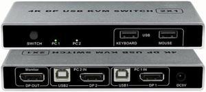 Dual-port Displayport KVM Switch USB Displayport KVM 144Hz DP Switcher 4KX2K/60Hz 2K/144Hz Displayport 2 in 1 out KVM USB