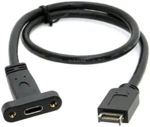 FVH USB 3.1 Front Panel Header to USB-C Type-C Female Extension Cable 40cm with Panel Mount Screw UC-037