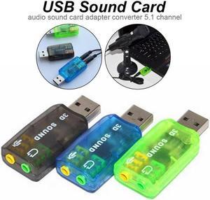 5.1-Channel w/3.5mm Sound Card External USB Sound Card Audio Card Adapter Computer Stereo Mic Audio USB Converter For PC